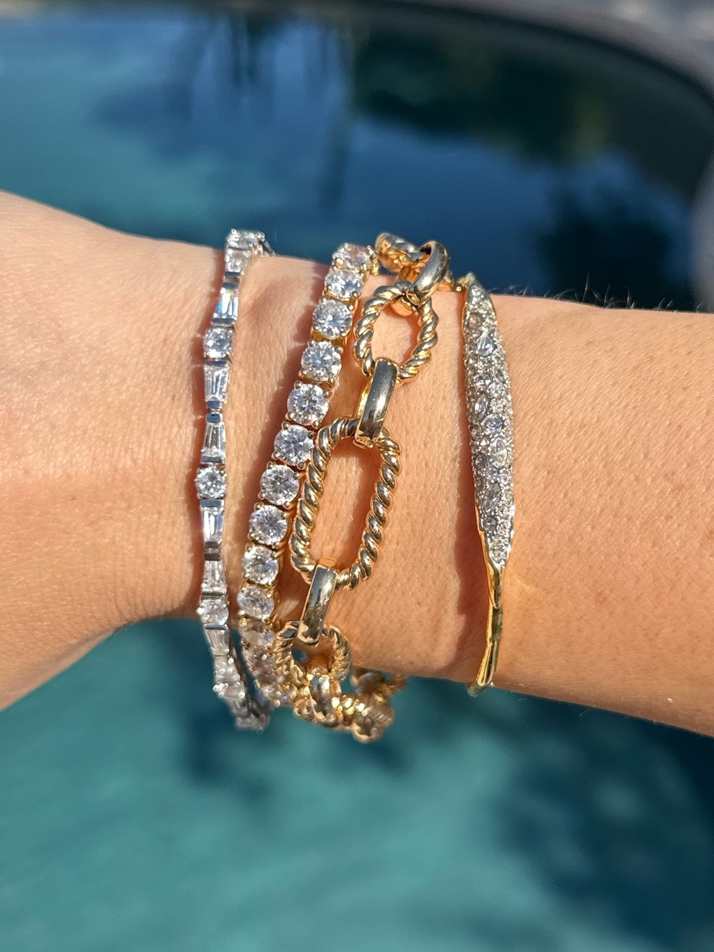 Stunning 16.12 carat tennis bracelet with lab diamonds, 5mm stones 14 kt gold - Picture 2 of 16